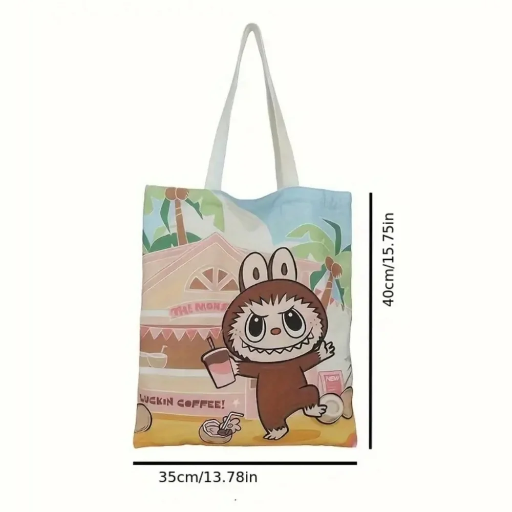 Cartoon Labubu Printed Tote Bag